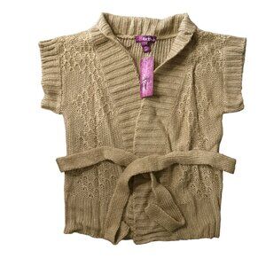 EPIC THREADS GIRLS' BELTED KNIT SHORT SLEEVE CARDIGAN, NWT
